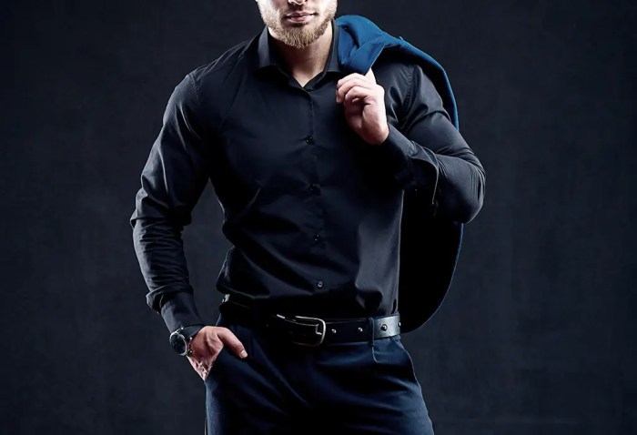 Men's black designer dress shirt