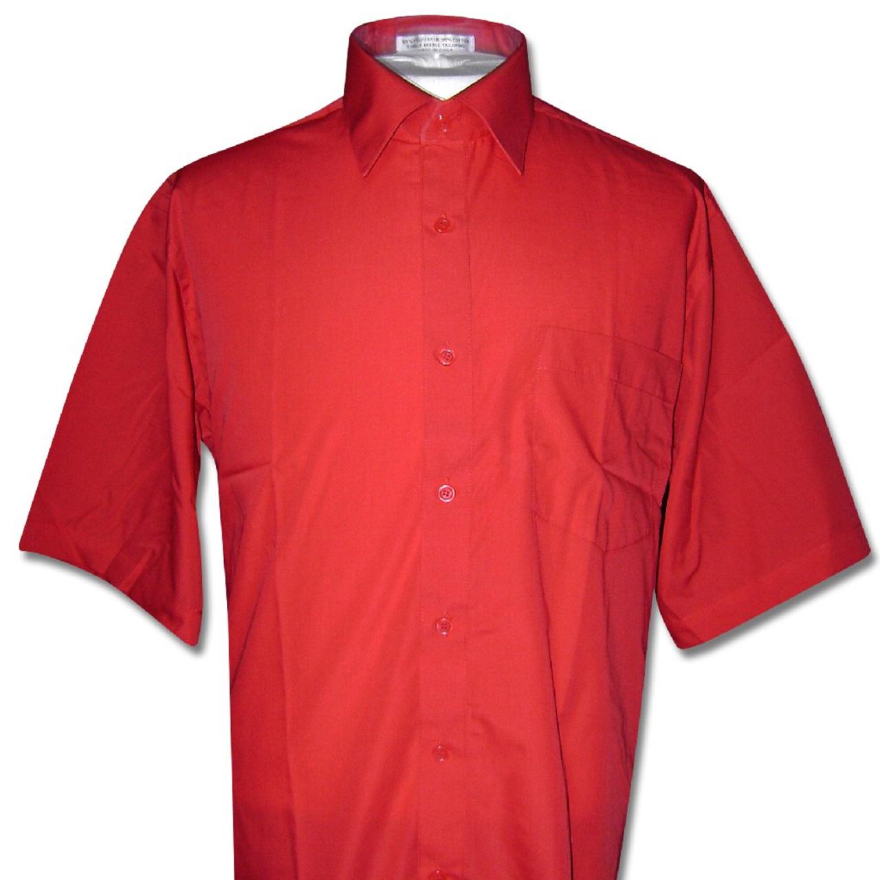 Men's red dress shirt short sleeve