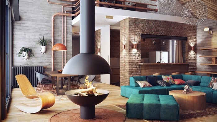 How to decorate living room industrial style